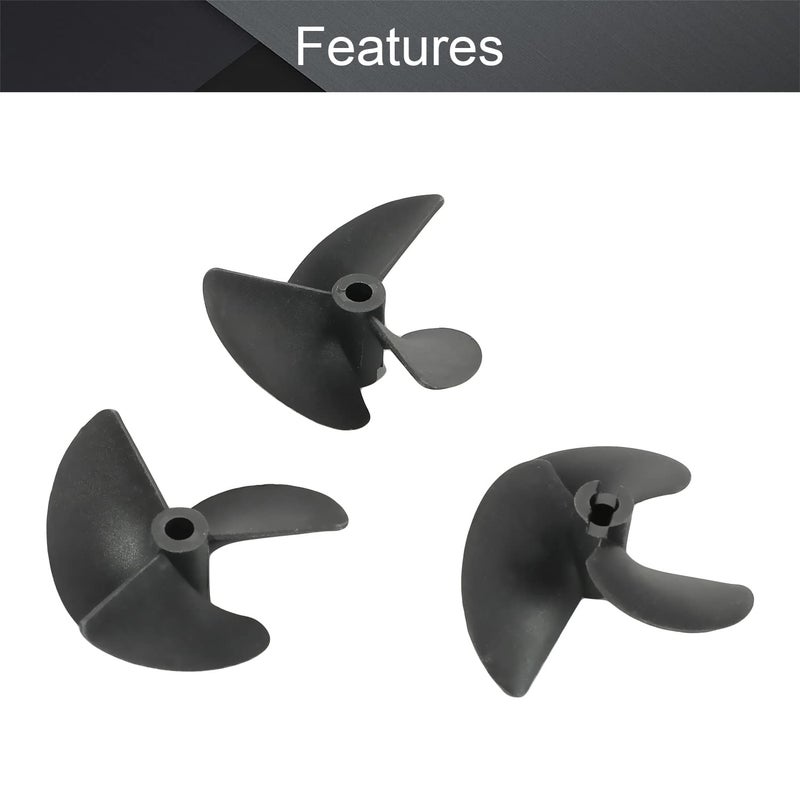 Fielect فيلكت 3 قطع 3 شفرات مروحة عكسية لنموذج السفينة مروحة قارب RC نموذج بلاستيك أسود 55 مم قطر 40 مم خطوة 4.8 مم قطر الثقب - Image 3